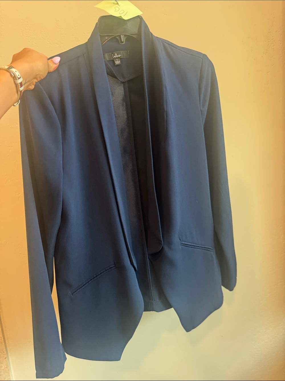 100. Lulu's Navy Draped Open-Front Blazer